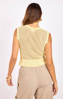 Dawn Sweater Tank in Pale Yellow - back crop view