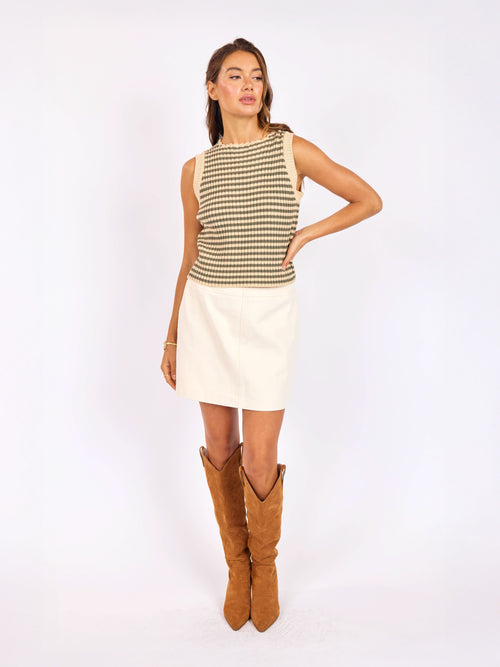 Mona Stripe Sweater Tank in Sage Multi - front view