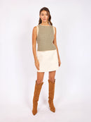 Mona Stripe Sweater Tank in Sage Multi - mood image