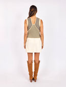 Mona Stripe Sweater Tank in Sage Multi - back view
