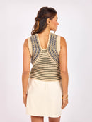 Mona Stripe Sweater Tank in Sage Multi - back crop view