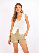 Tumbleweed Sweater Tank in White - front crop view