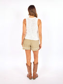 Tumbleweed Sweater Tank in White - back view