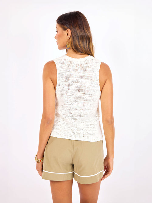 Tumbleweed Sweater Tank in White - back crop view