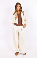 Hustle Cropped Jacket in Ivory - front view