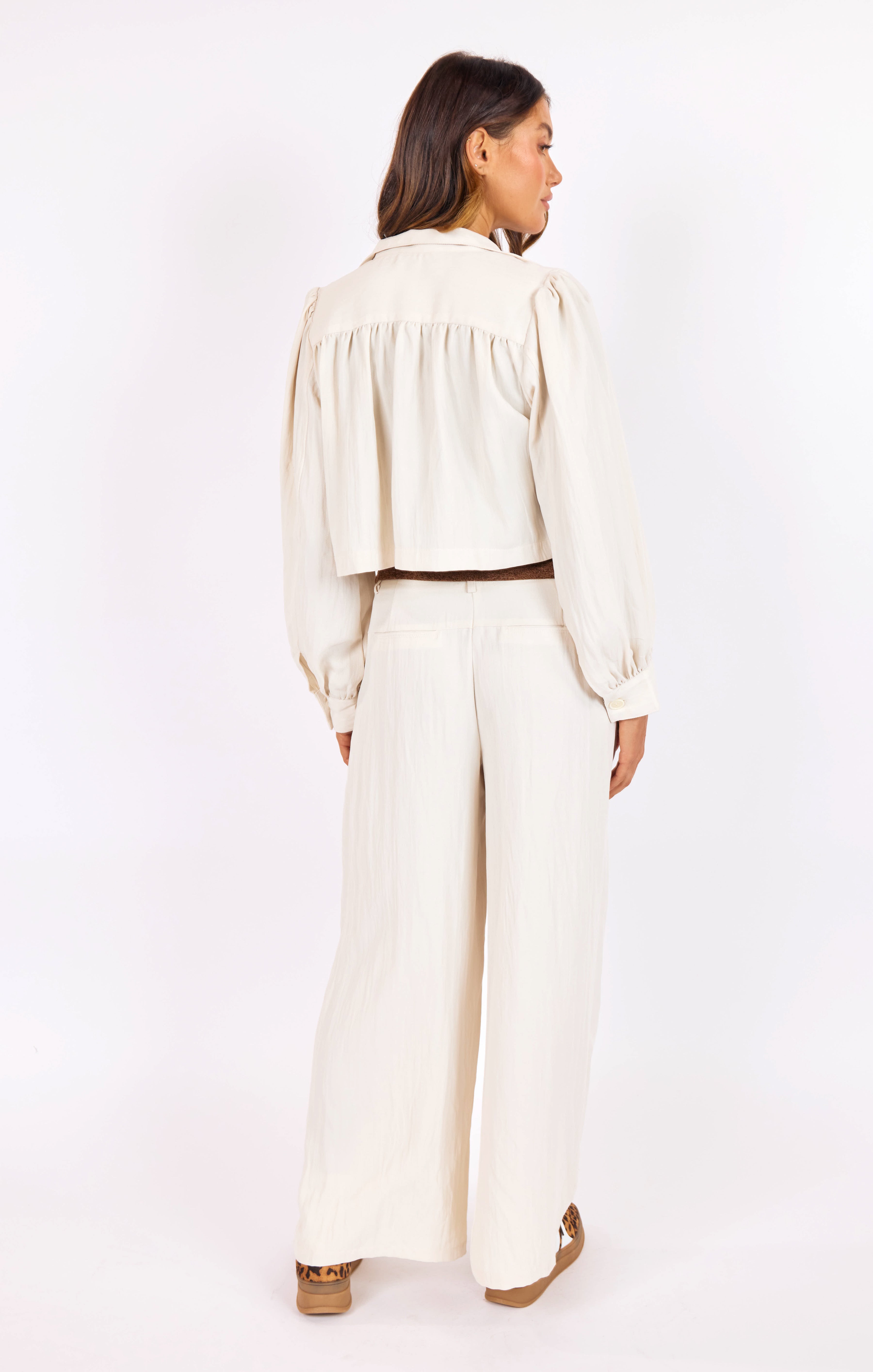 Hustle Cropped Jacket in Ivory - back view