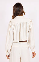 Hustle Cropped Jacket in Ivory - back crop view