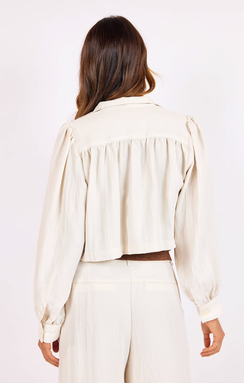 Hustle Cropped Jacket in Ivory - back crop view