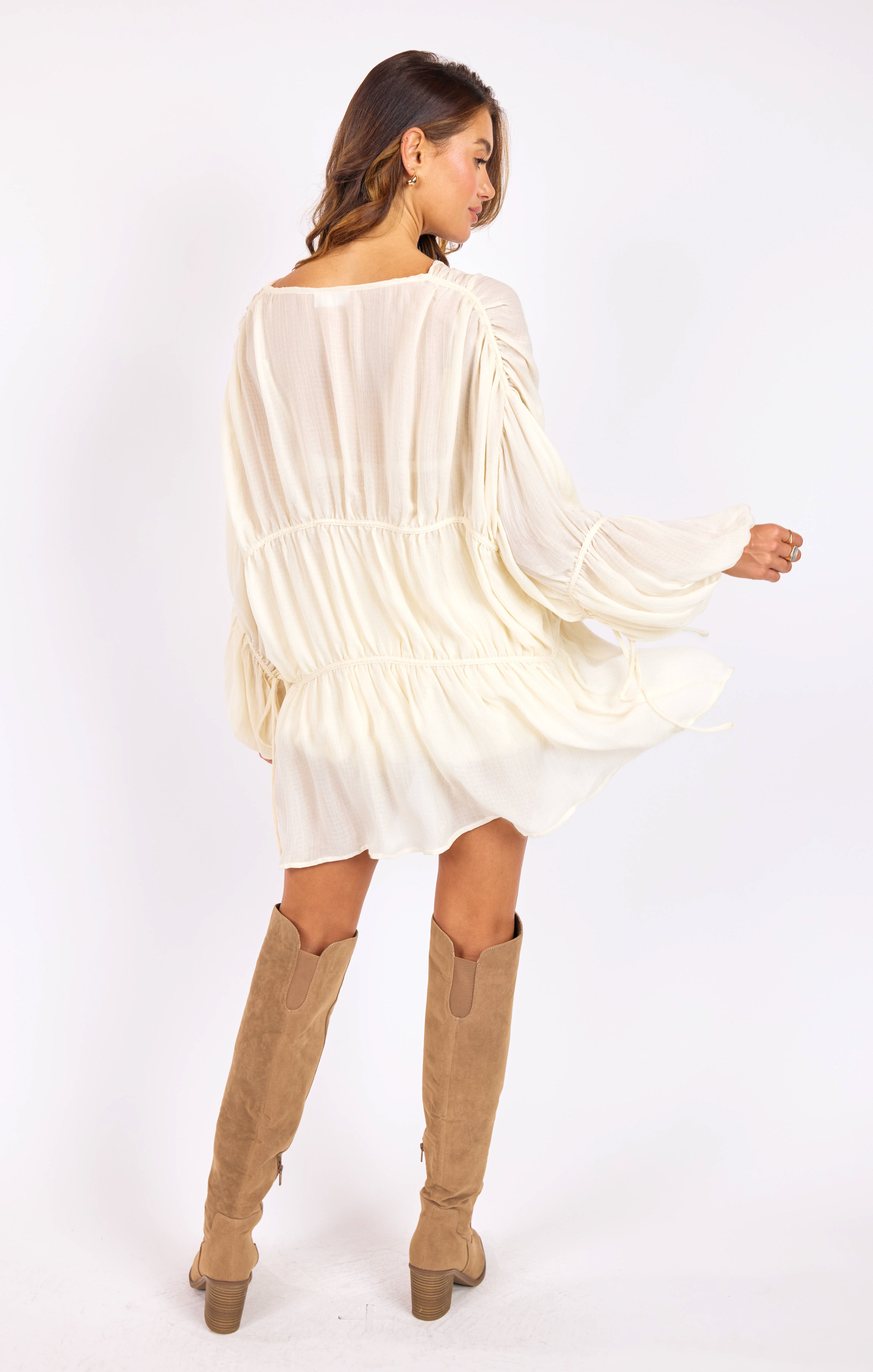 Daydreamer Cover Up Duster in Cream - back view