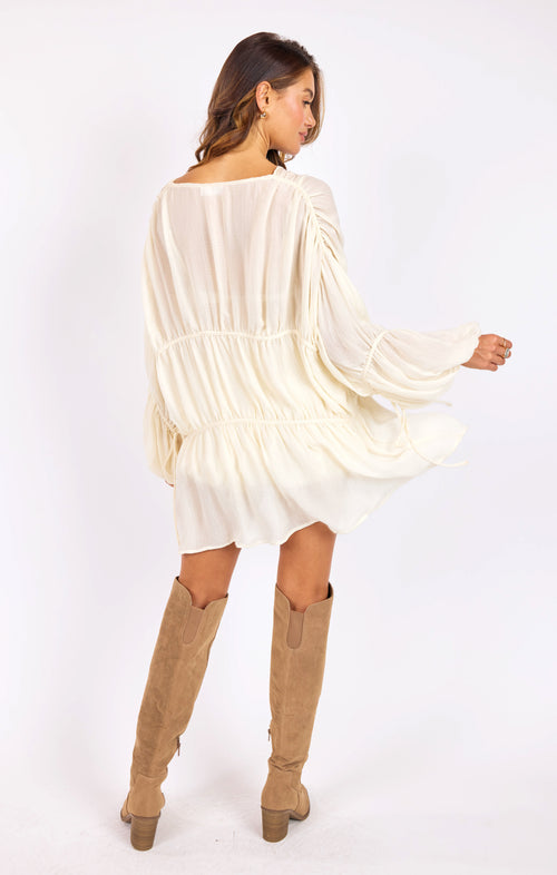 Daydreamer Cover Up Duster in Cream - back view