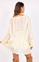 Daydreamer Cover Up Duster in Cream - back crop view