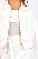 Skywatch Contrast Stitch Jacket in White Beige - detail view