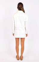 Skywatch Contrast Stitch Jacket in White Beige - back view