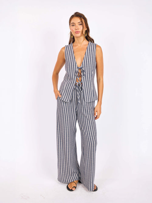 Firefly Knit Vest in Navy Ivory - front view