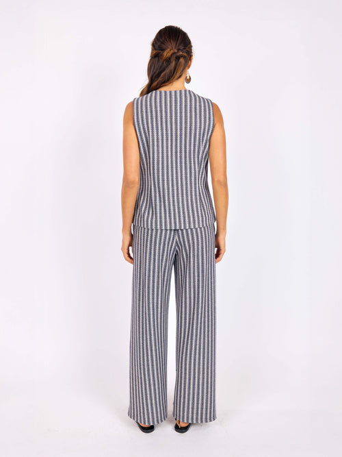 Firefly Knit Vest in Navy Ivory - back view