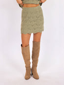 Succulent Sweater Mini Skirt in Sage - front crop view