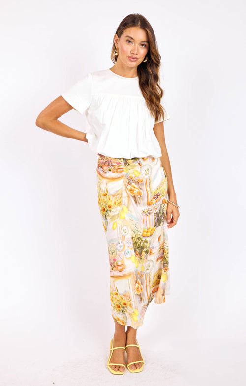 Limoncello Midi Skirt in Sunflower Multi - front view