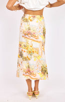 Limoncello Midi Skirt in Sunflower Multi - back crop view