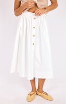 Lily Pond Midi Skirt in White - front crop view