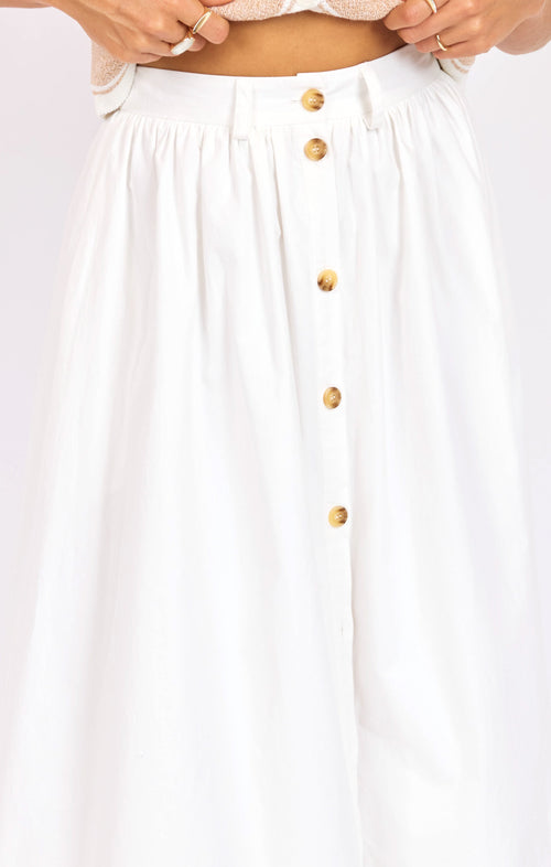 Lily Pond Midi Skirt in White - detail view