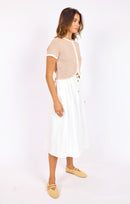 Lily Pond Midi Skirt in White - mood image