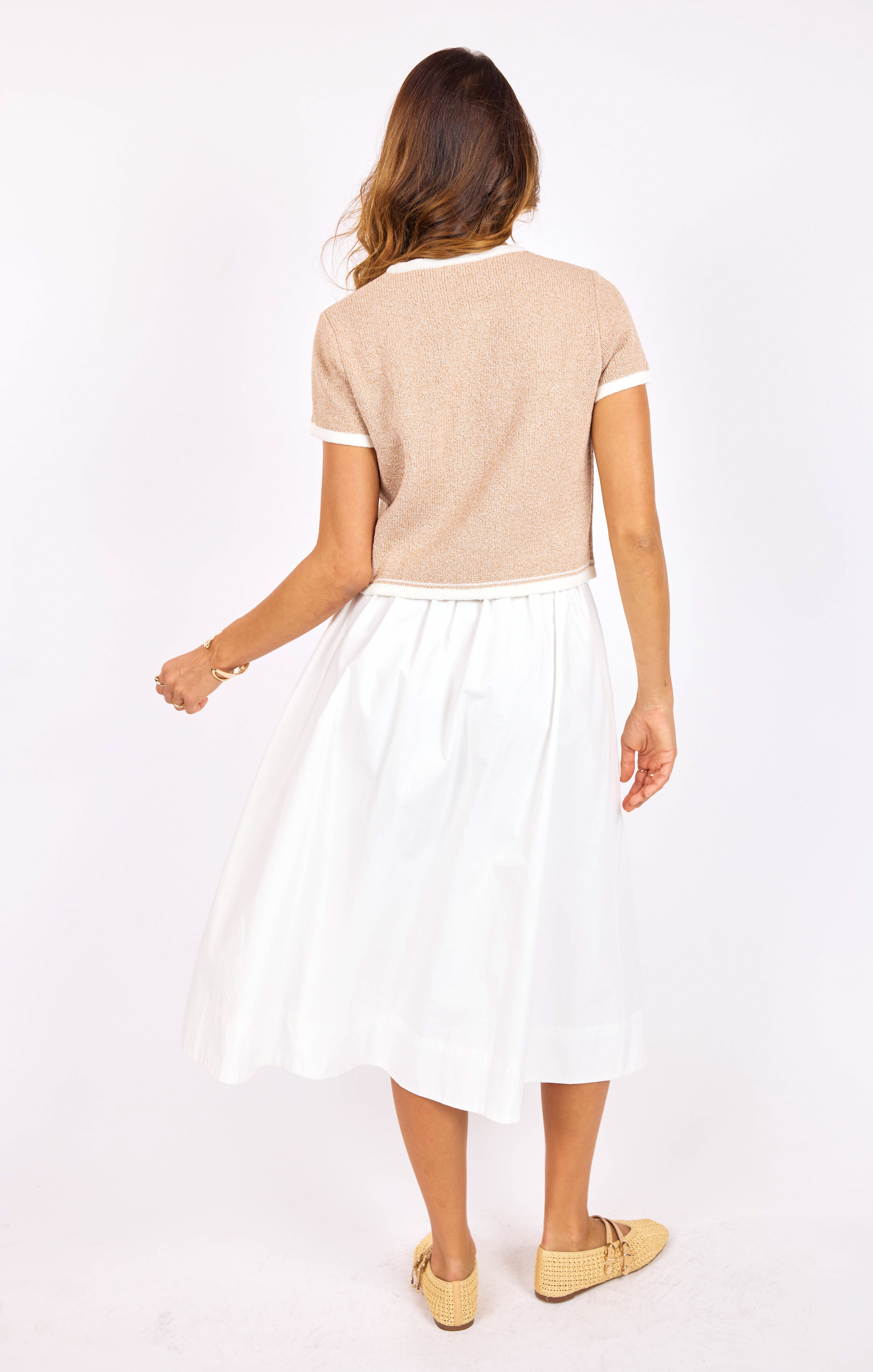 Lily Pond Midi Skirt in White - back view