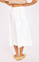Lily Pond Midi Skirt in White - back crop view