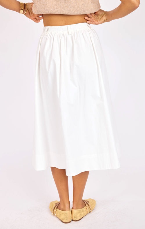 Lily Pond Midi Skirt in White - back crop view