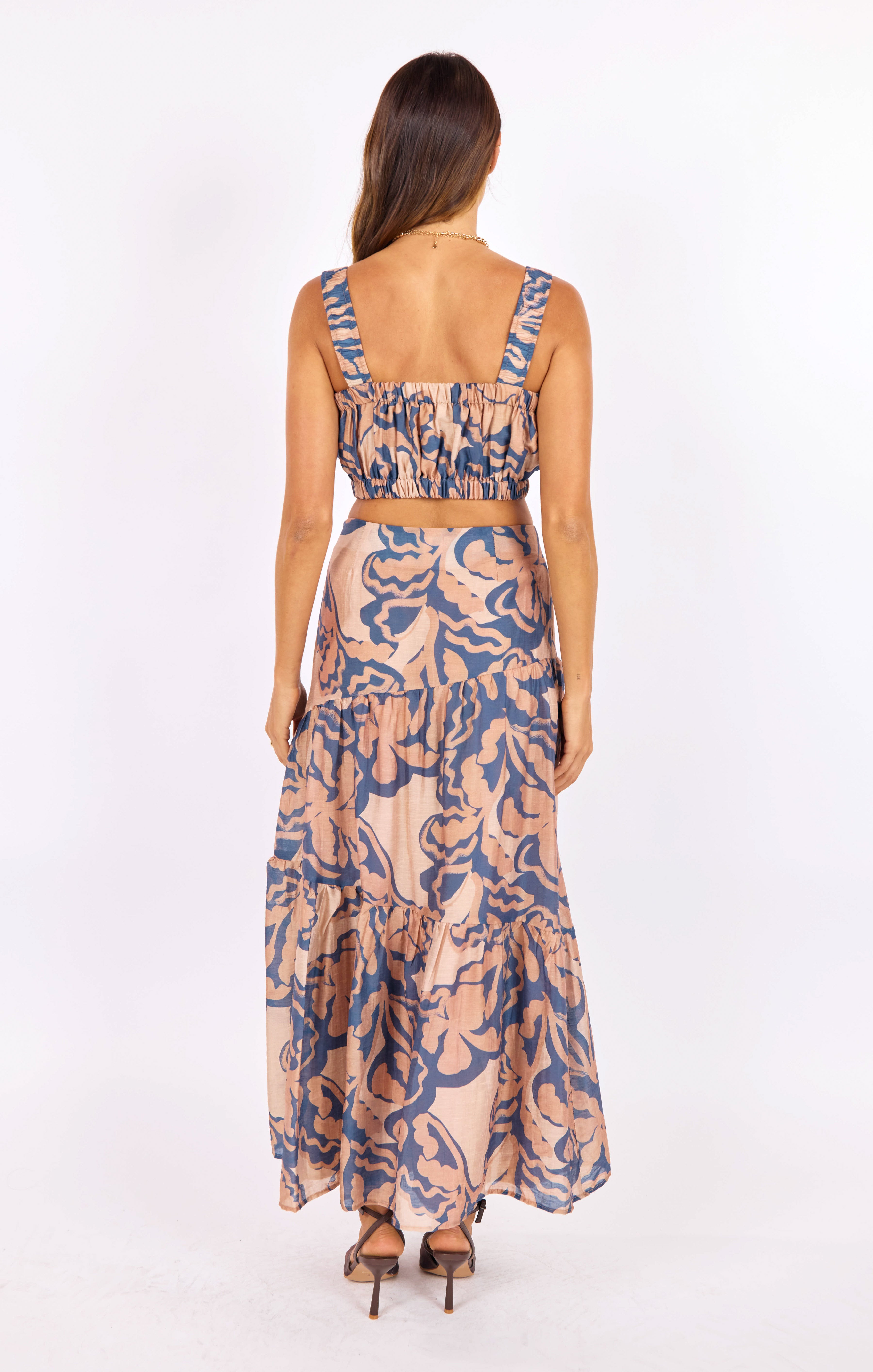 Wild City Maxi Skirt in Navy-Multi - back view