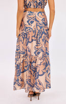 Wild City Maxi Skirt in Navy-Multi - back crop view