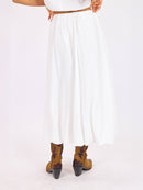 Deja Vu Bubble Maxi Skirt in White - back crop view
