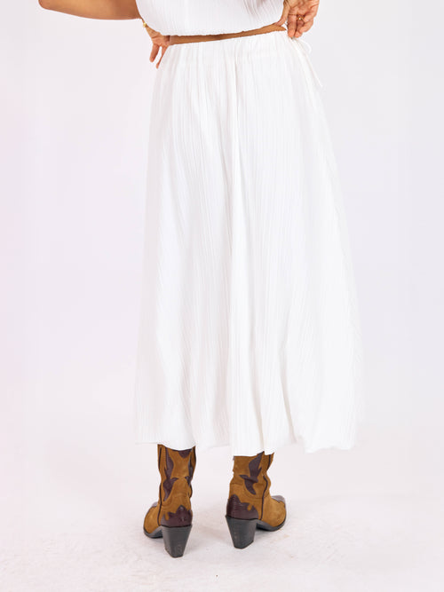 Deja Vu Bubble Maxi Skirt in White - back crop view