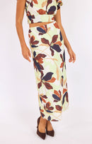Day In The City Maxi Skirt in Lime-Multi - front crop view