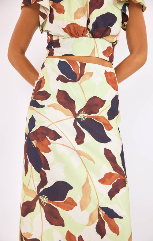 Day In The City Maxi Skirt in Lime-Multi - detail view