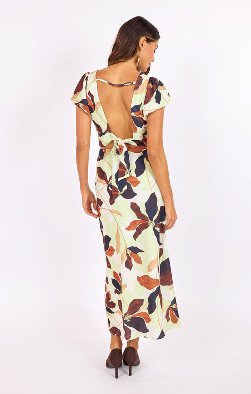 Day In The City Maxi Skirt in Lime-Multi - back view