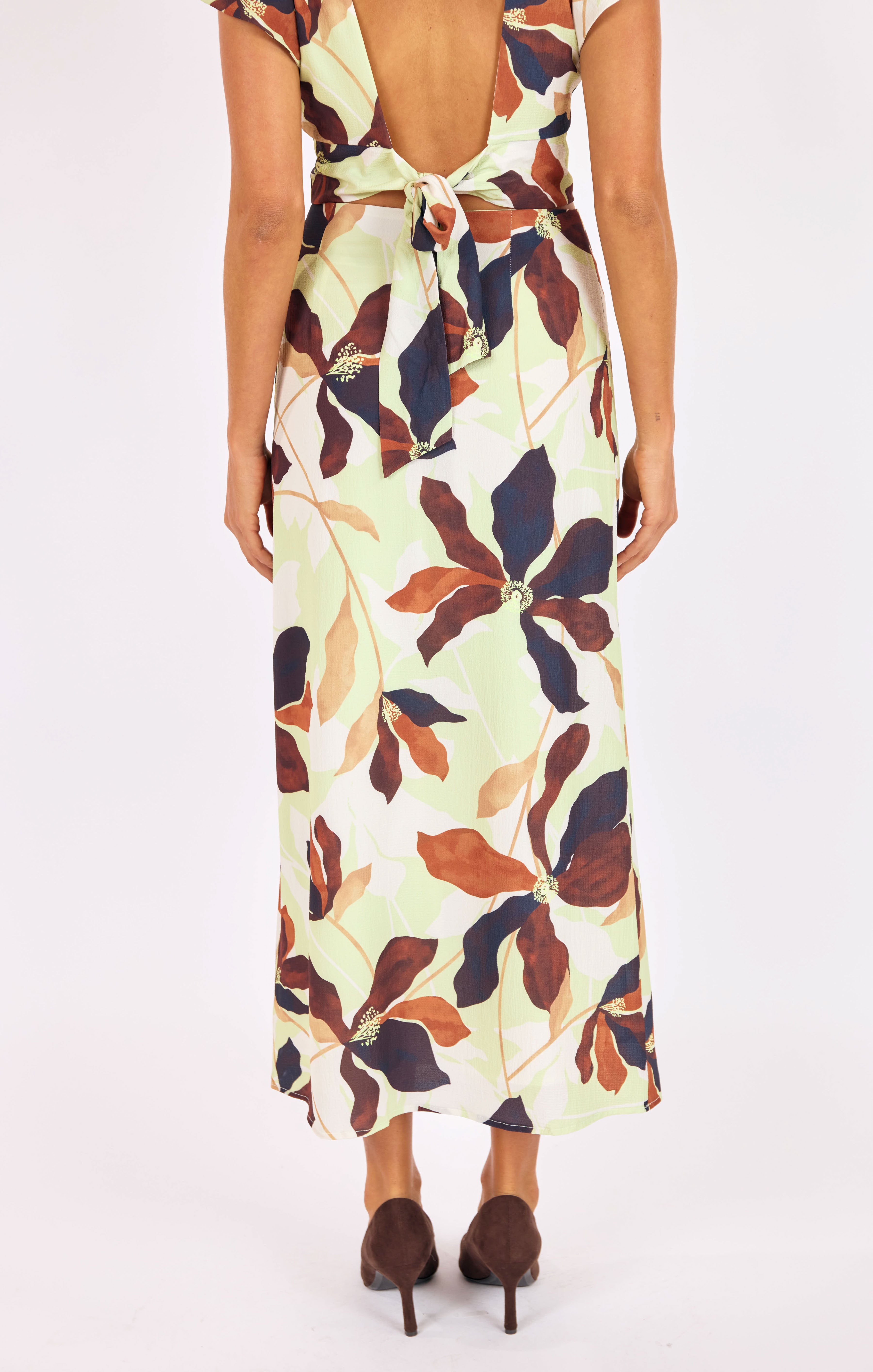 Day In The City Maxi Skirt in Lime-Multi - back crop view