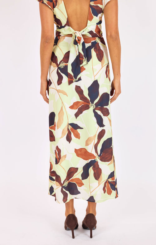 Day In The City Maxi Skirt in Lime-Multi - back crop view