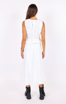 Central Park Midi Skirt W Belt in White - back view