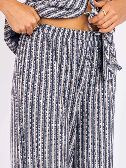 Firefly Knit Pants in Navy Ivory - detail view