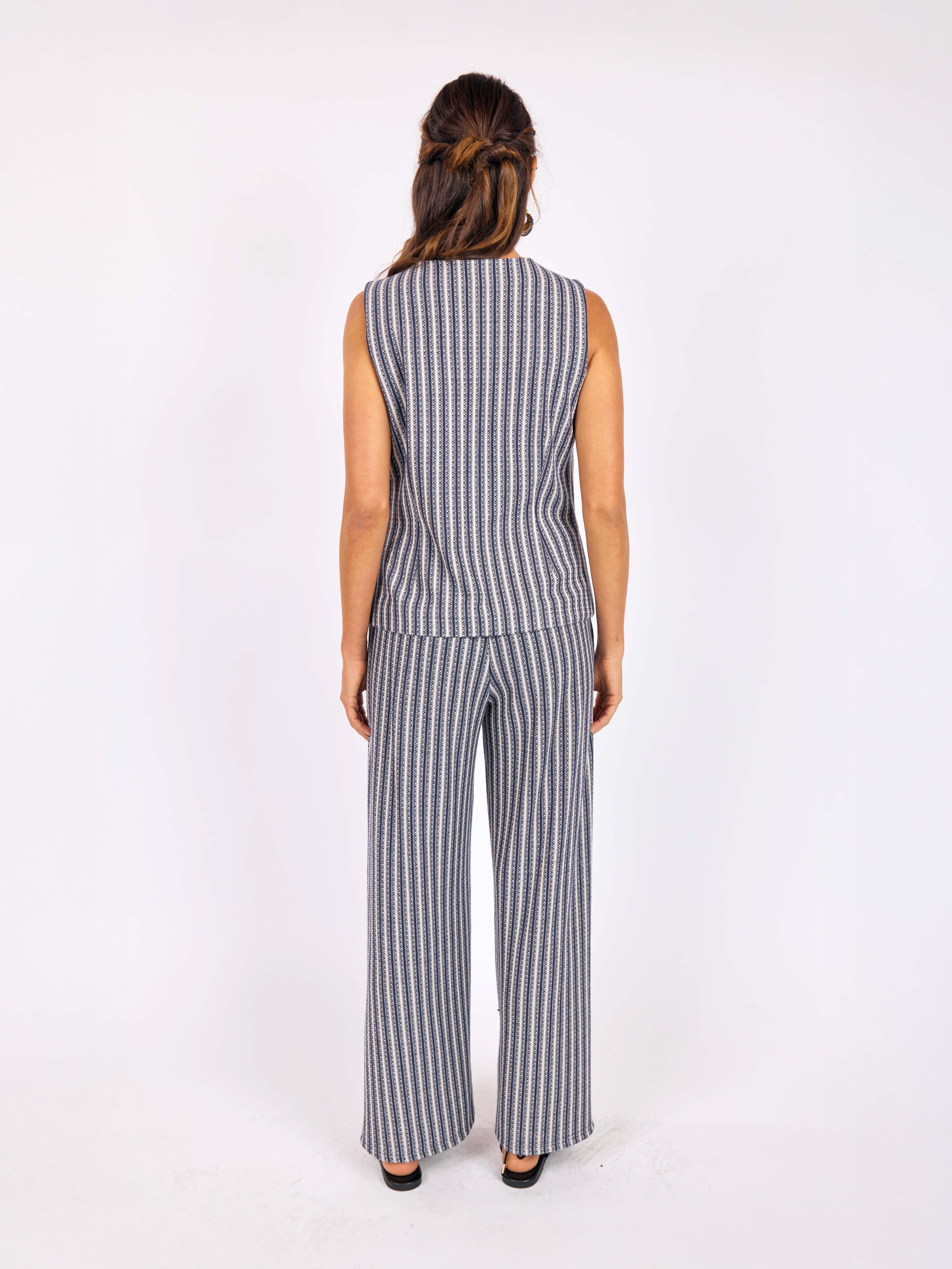 Firefly Knit Pants in Navy Ivory - back view