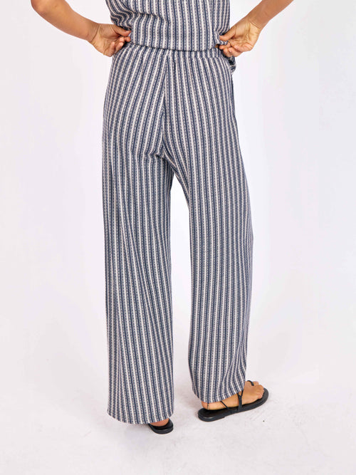 Firefly Knit Pants in Navy Ivory - back crop view