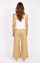 Seedling Contrast Stitch Pants in Khaki Ivory - back view