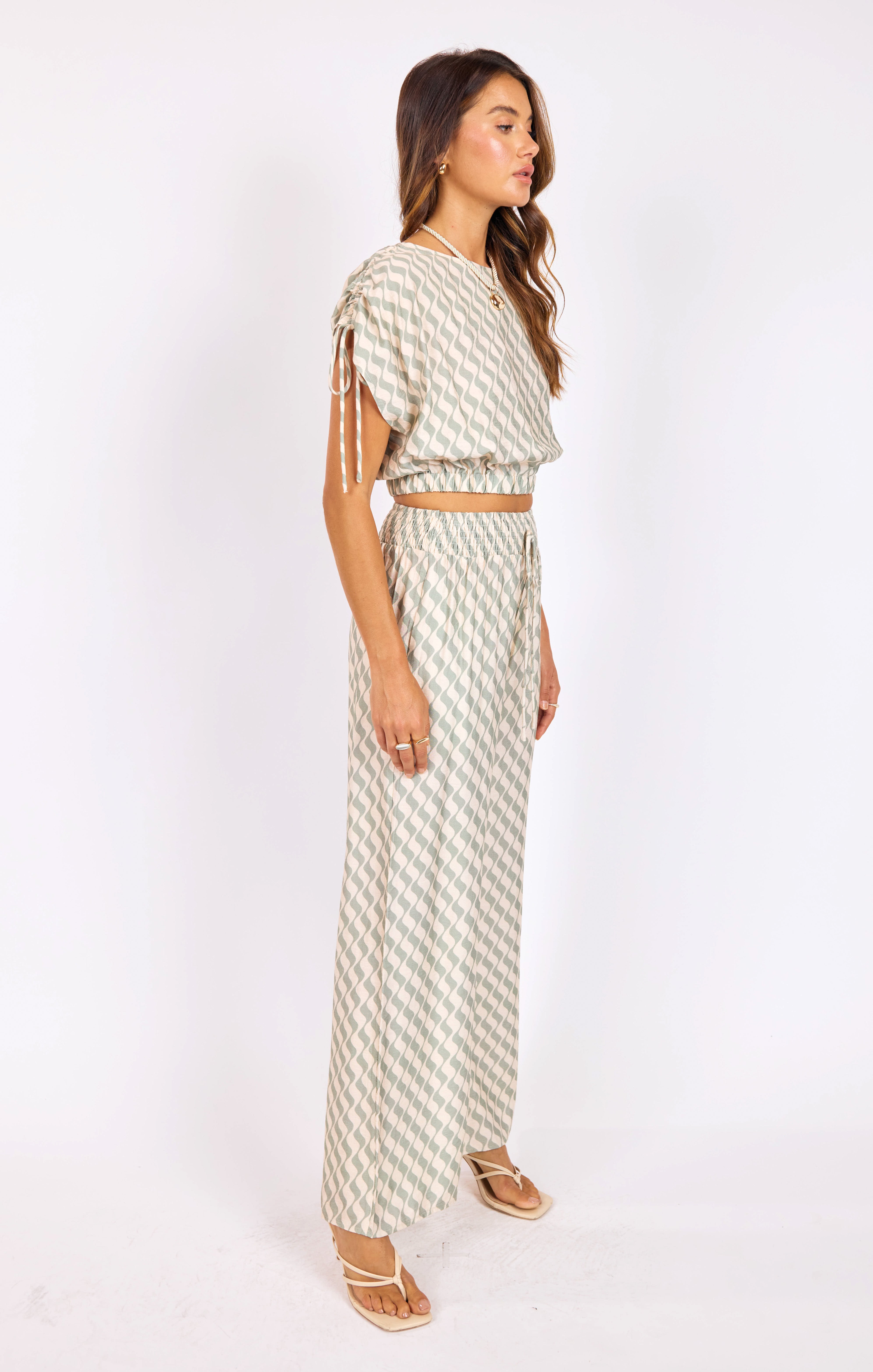Light A Spark Pull On Pants in Sage Cream - mood image