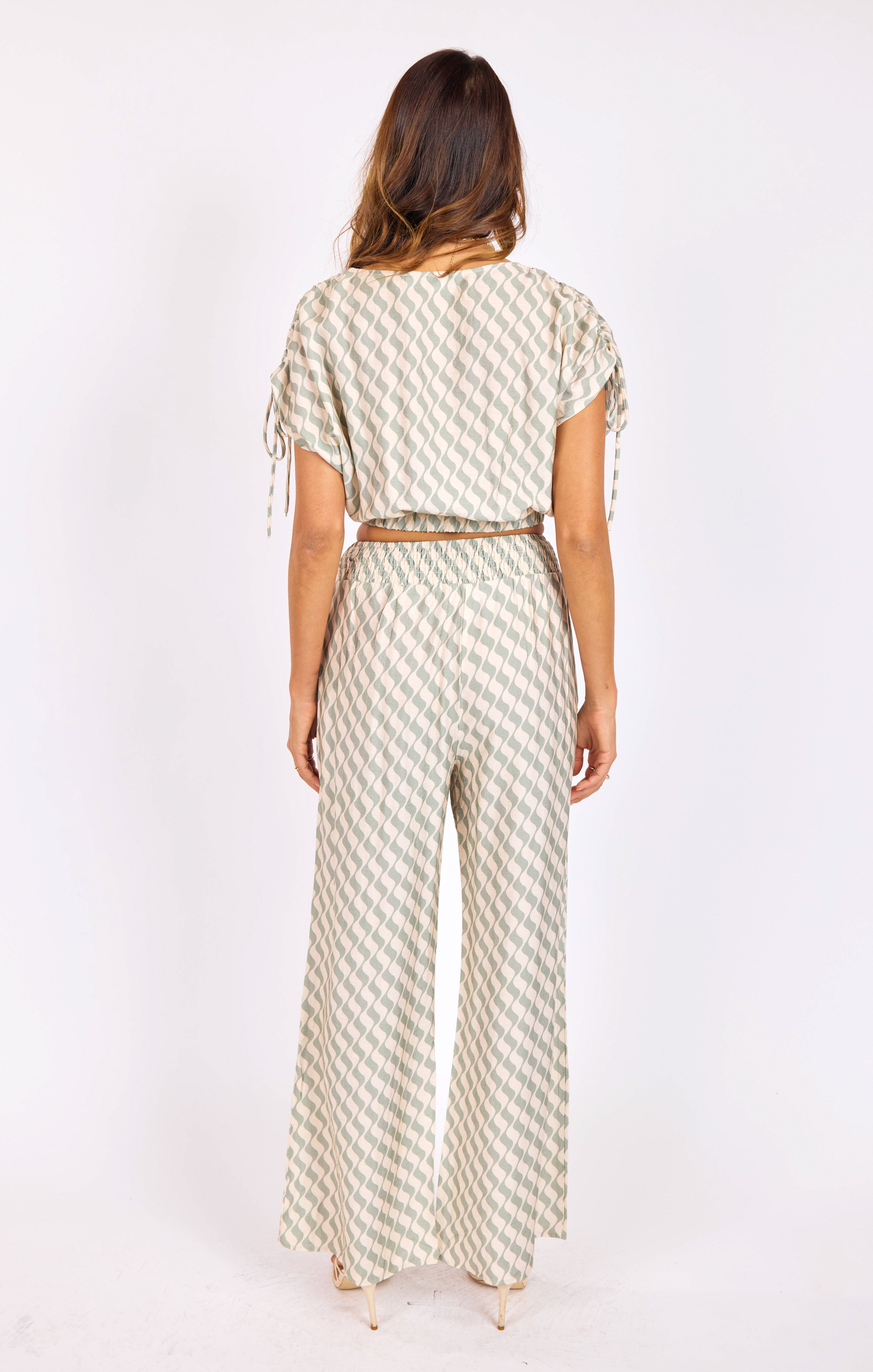 Light A Spark Pull On Pants in Sage Cream - back view