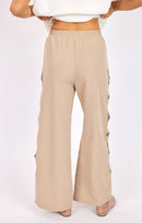 Natural Roots Button Pants in Khaki - back crop view