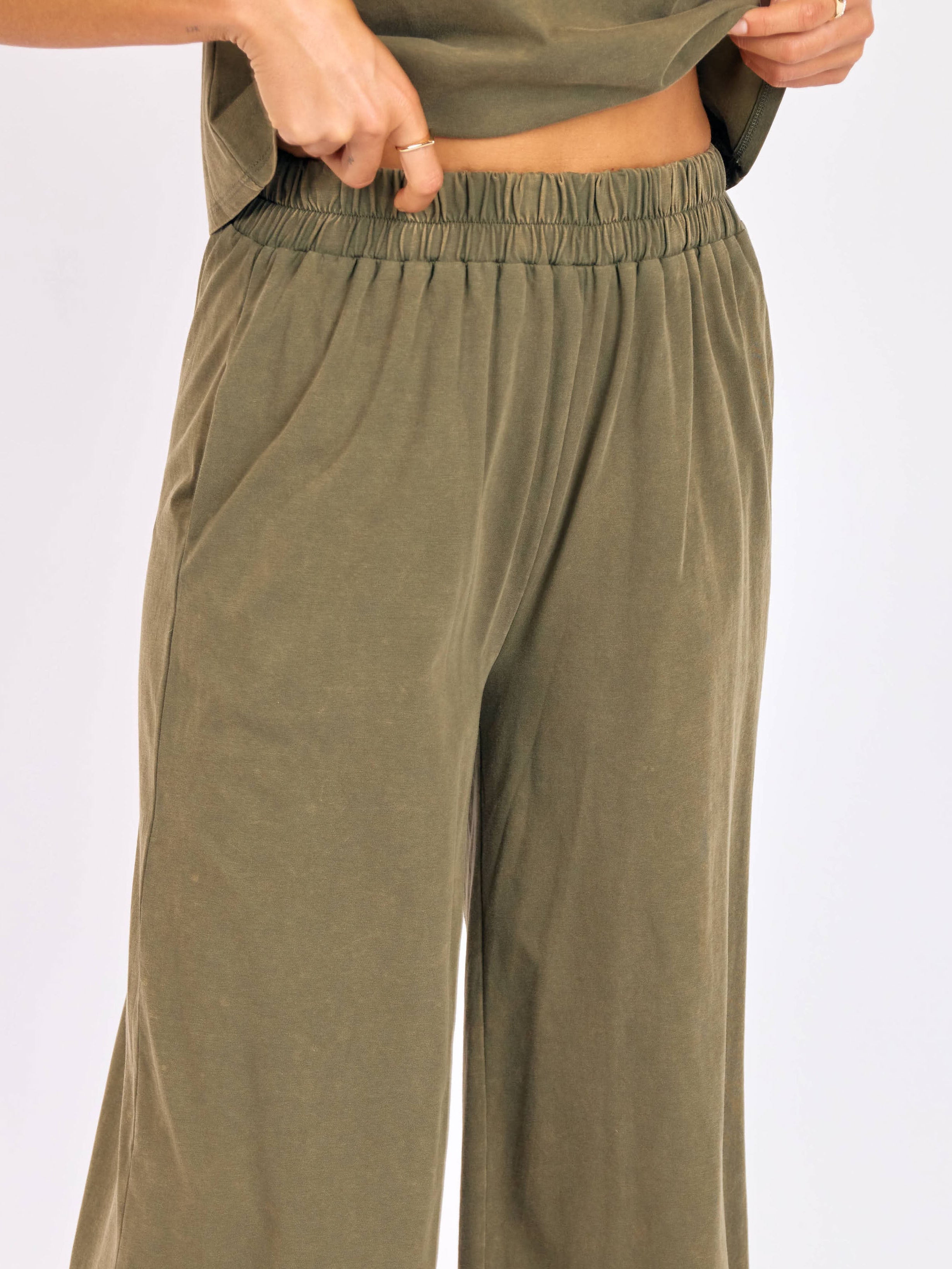 Gila Knit Pants in Sage - detail view