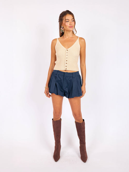 Maverick Bubble Shorts in Navy - front view