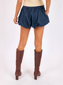 Maverick Bubble Shorts in Navy - back crop view