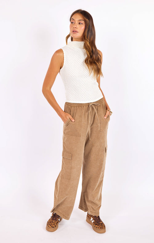 Highline Pull On Pants in Taupe - front view