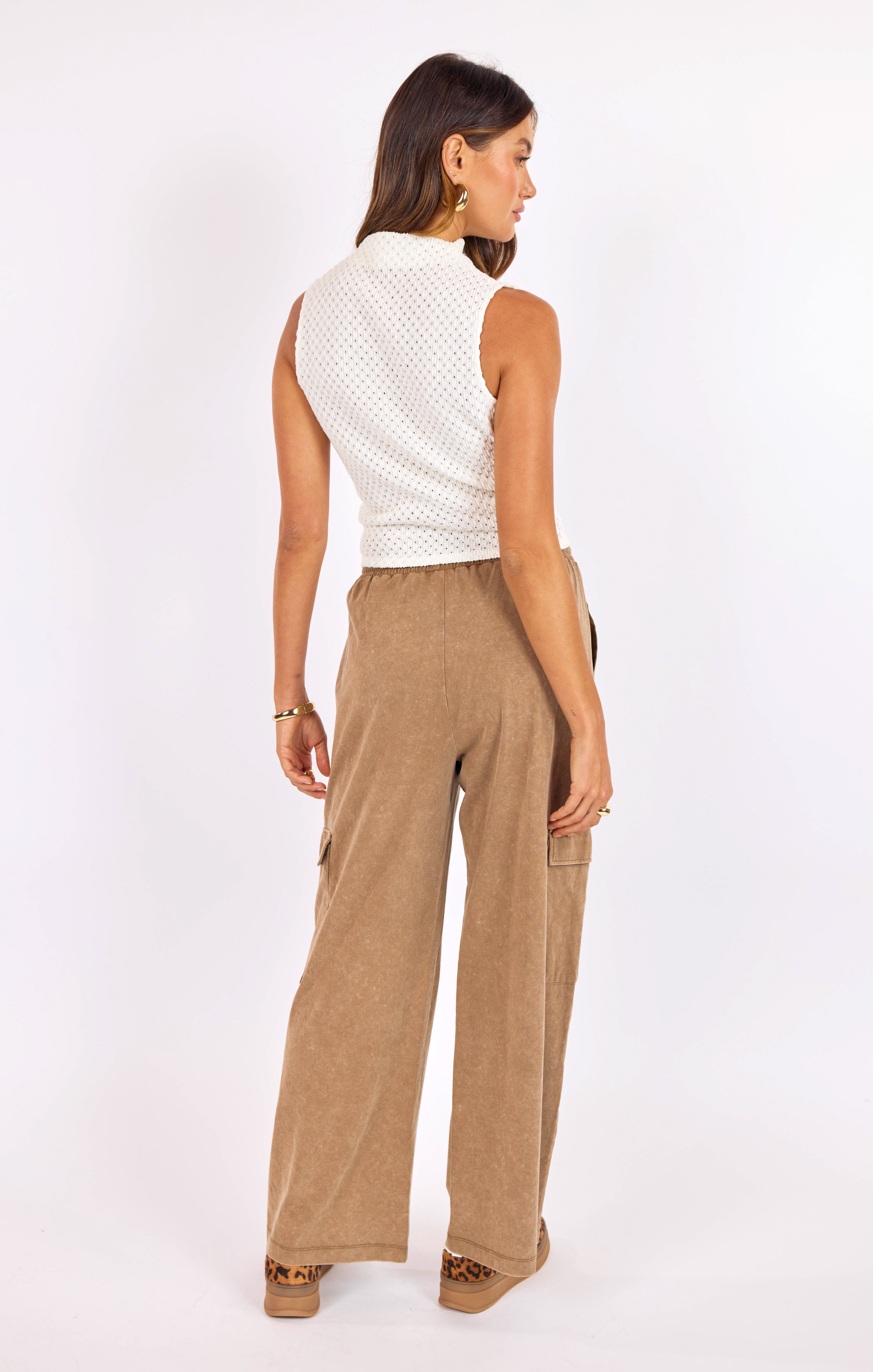 Highline Pull On Pants in Taupe - back view